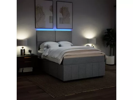 Sommier à lattes de lit avec matelas Gris clair 160x200cm Tissu