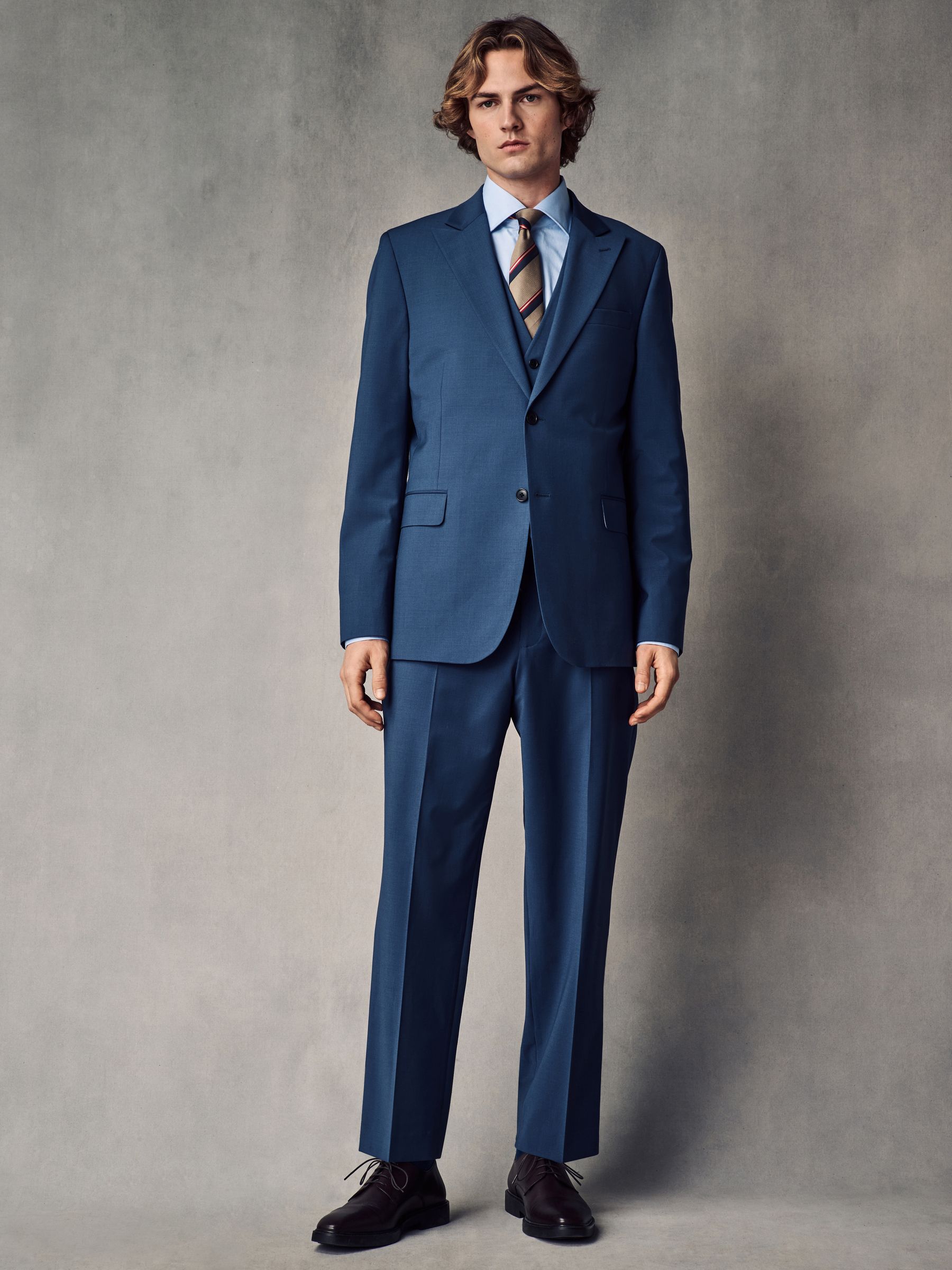 Blauw - Slim fit Jack van wol Blend Motionflex Pak