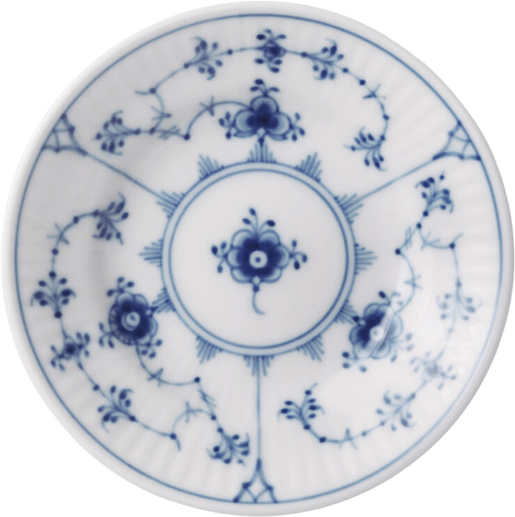 Royal Copenhagen Musselmalet Riflet tallerken 12 cm Hvid