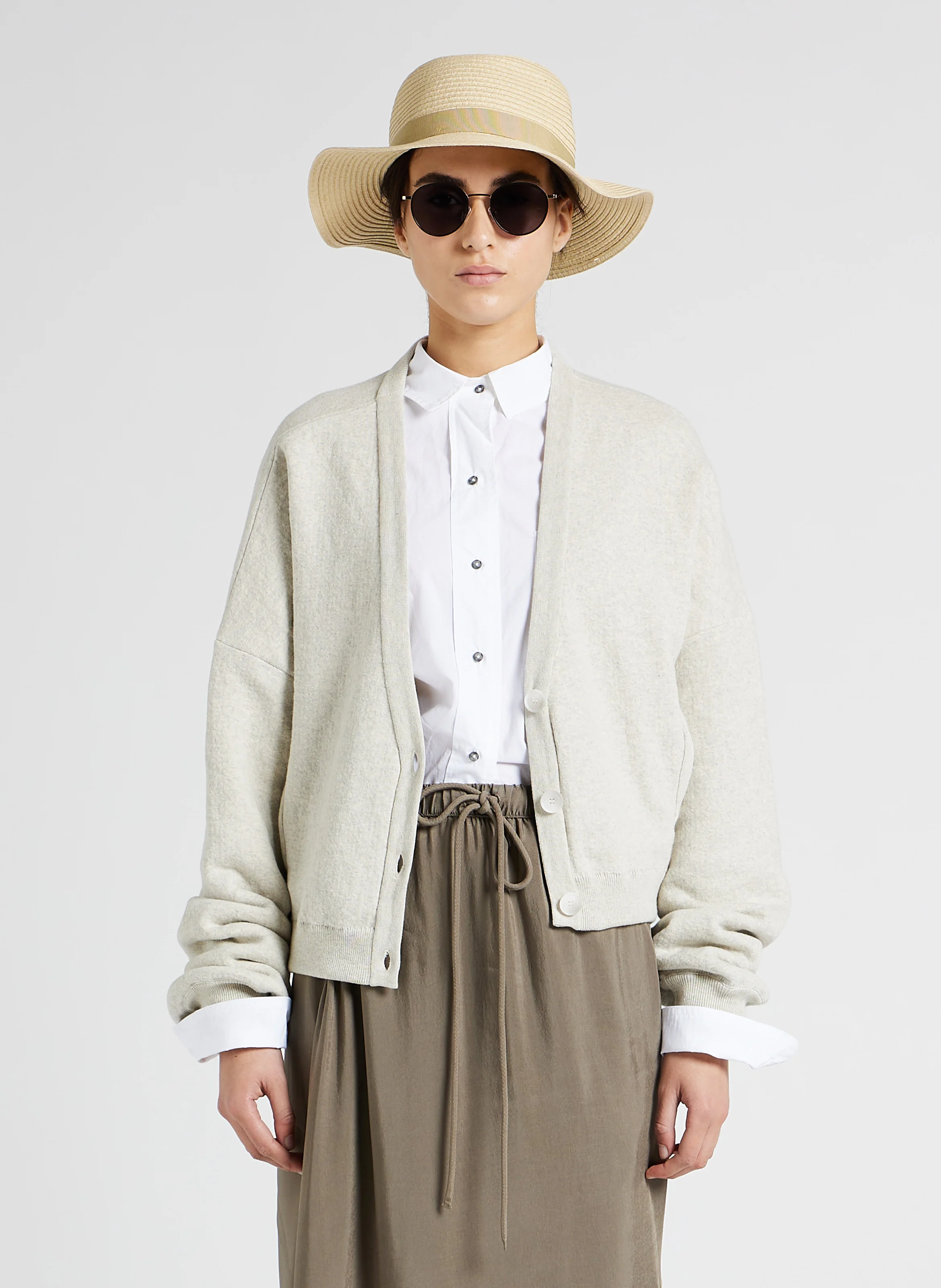 SIYA - Gilet col V ample en coton mélangé | Gris