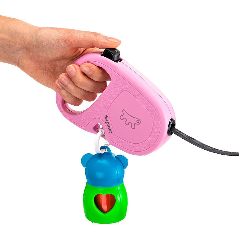 Laisse rétractable pour chiens de taille moyenne flippy one tape s, sangle extensible 4 m, max 15 kg, rose