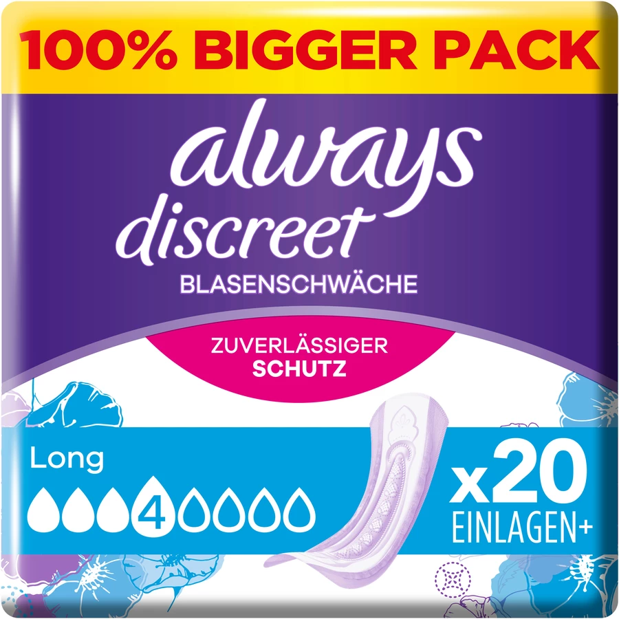 always discreet Inkontinenz-Einlagen, Long Big Pack 20 Einlagen