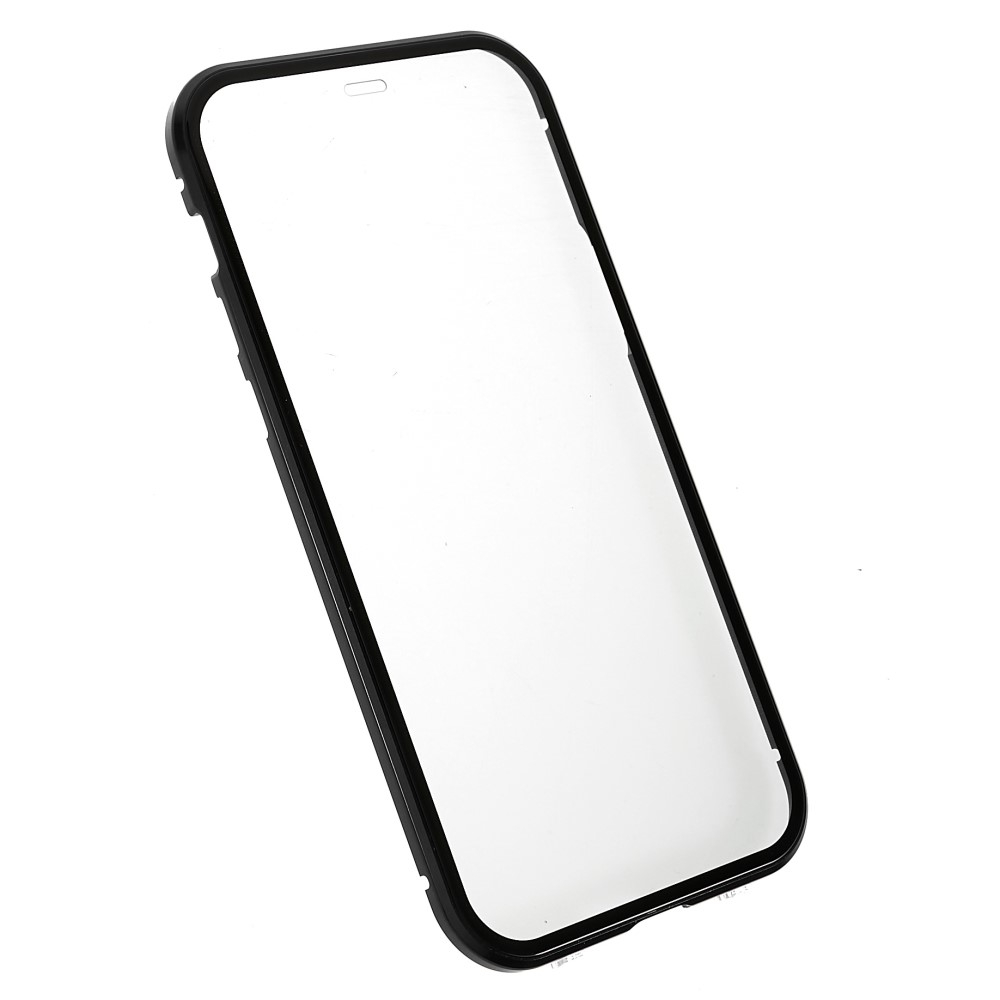 iPhone 12 MagSafe Magnetische Alu Schutzhülle mit Panzer Glas Backcover   Display- / Kameraglasschutz (Magnet-Technologie) - Schwarz