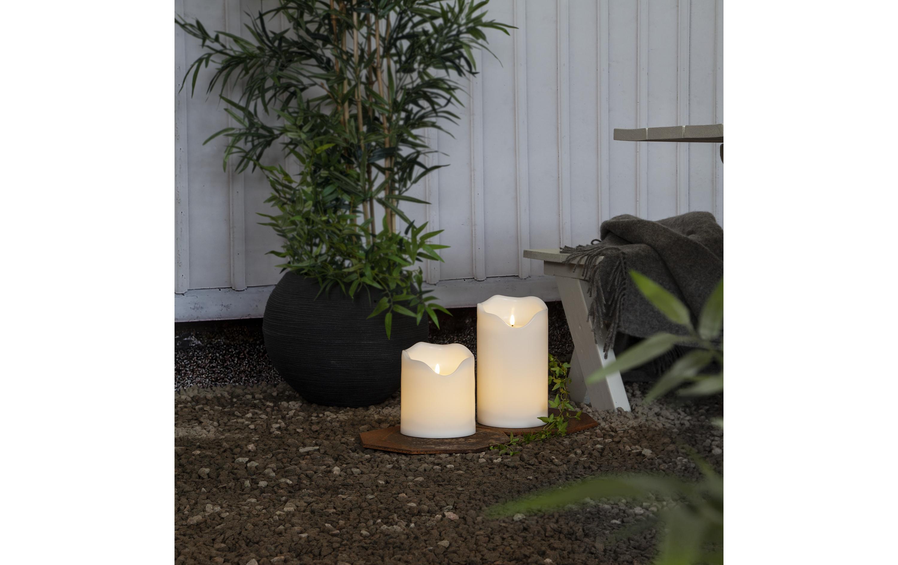 LED-Kerze Pillar Flamme Grand Ø 16 x 20 cm, WeissKünstliche Kerze mit beweglicher Flamme