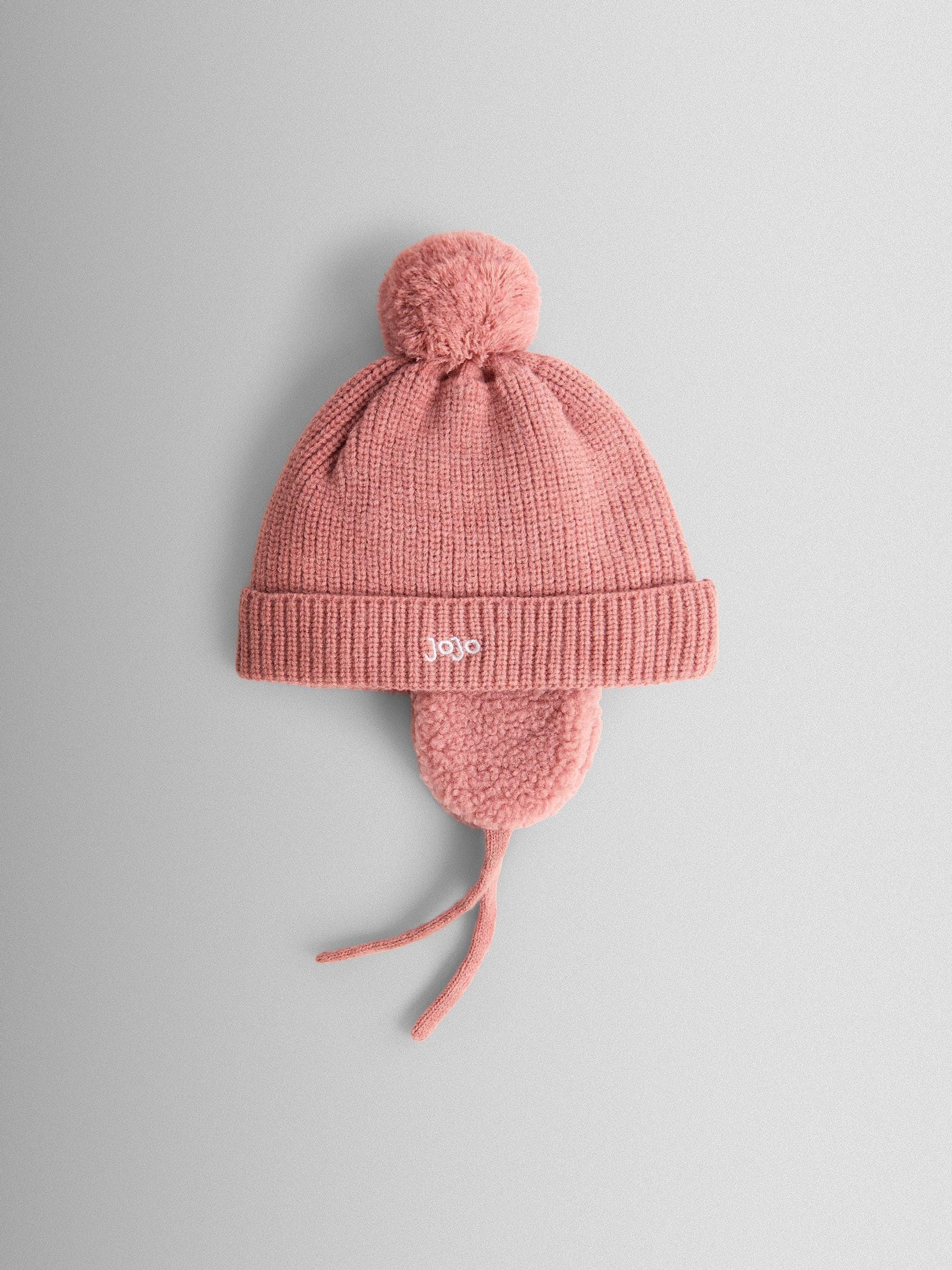 Roze - JoJo Maman Bébé Cosy Pom Pom Rib Hat