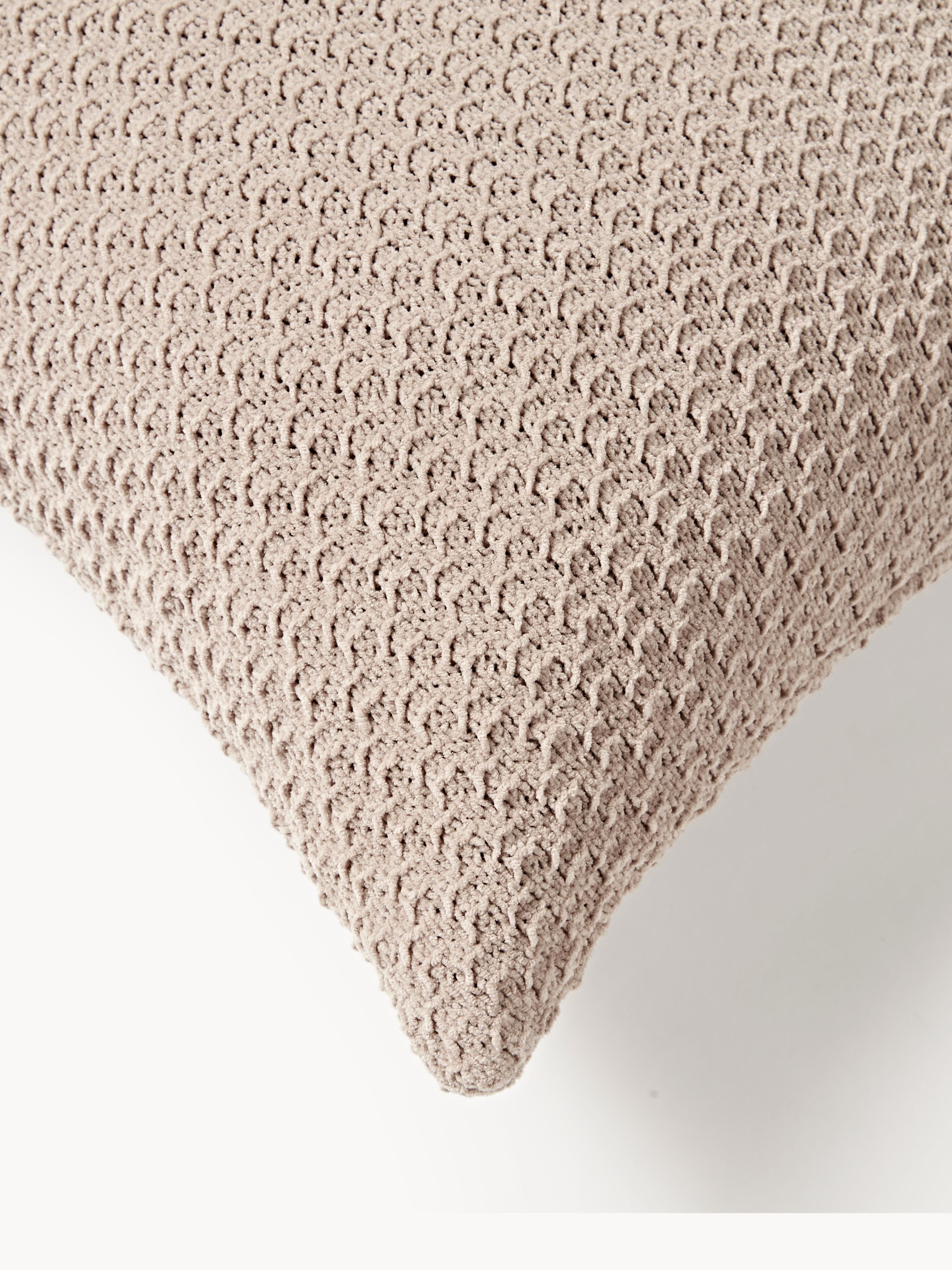 Zacht gebreide chenille kussenhoes Everly
