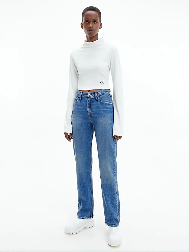 Calça jeans reta de cintura alta