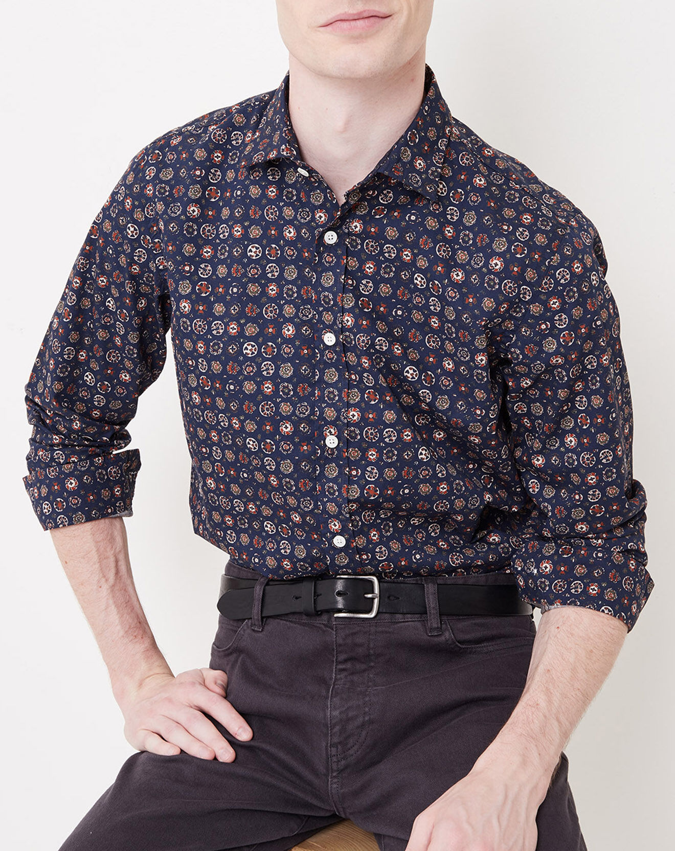 Hartford Chemise Slim Sammy imprimée bleu marine/multicolore