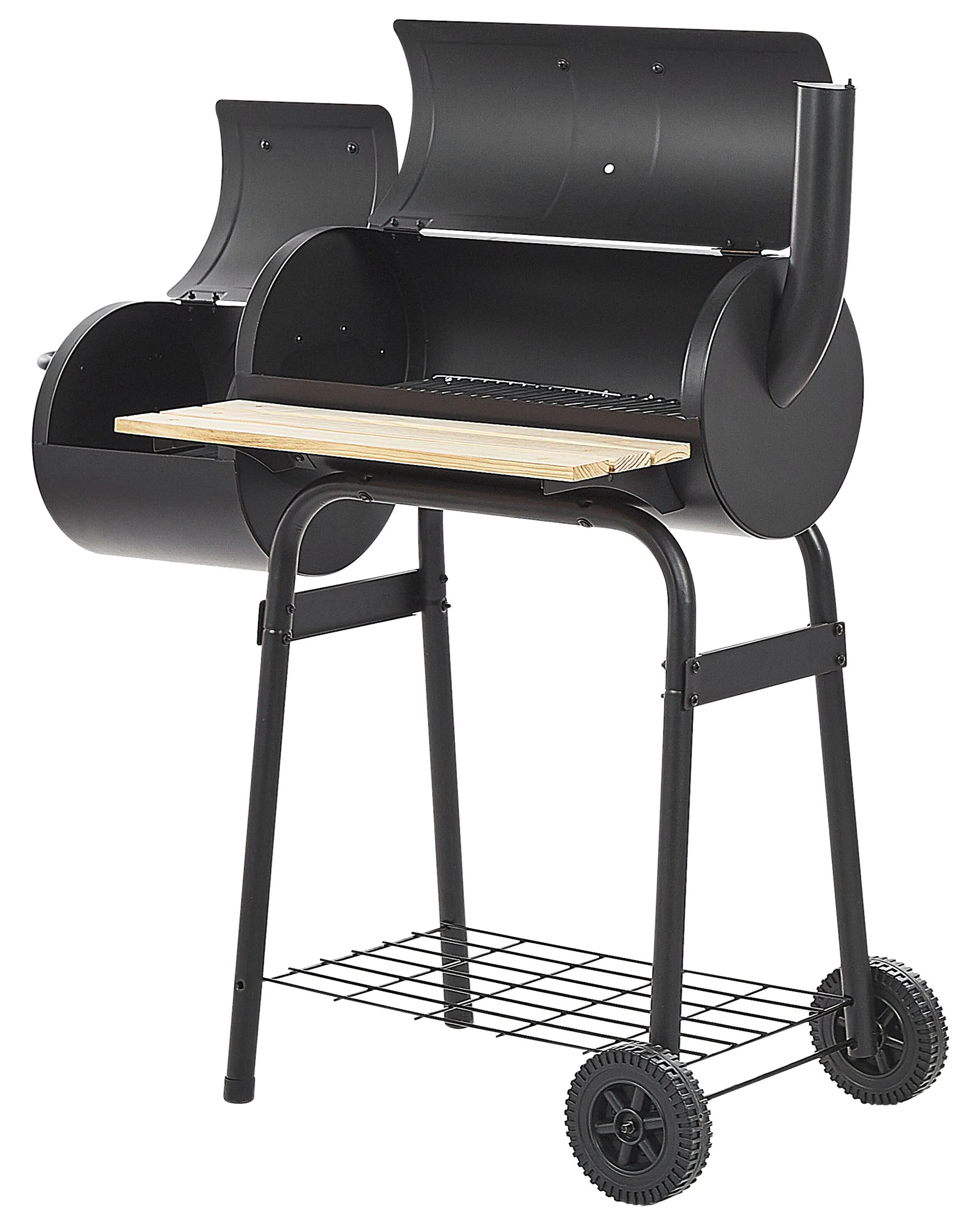 Houtskoolgrill voor buiten SATAH met smoker Metaal Zwart