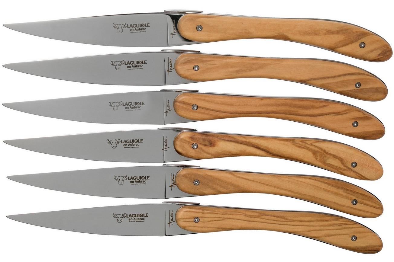 Laguiole en Aubrac Ecir steakmesset 6-delig olijfhout