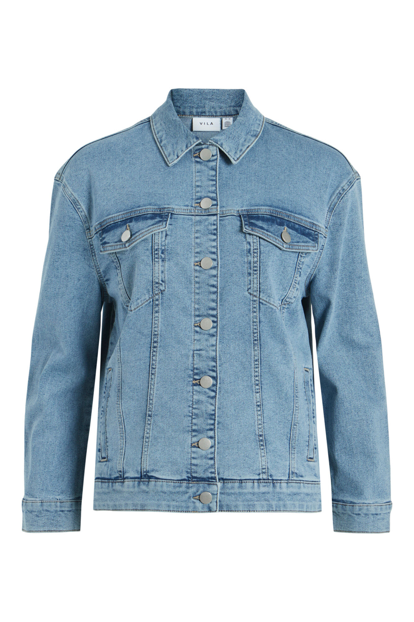 Jaqueta jeans com gola lapela - Azul