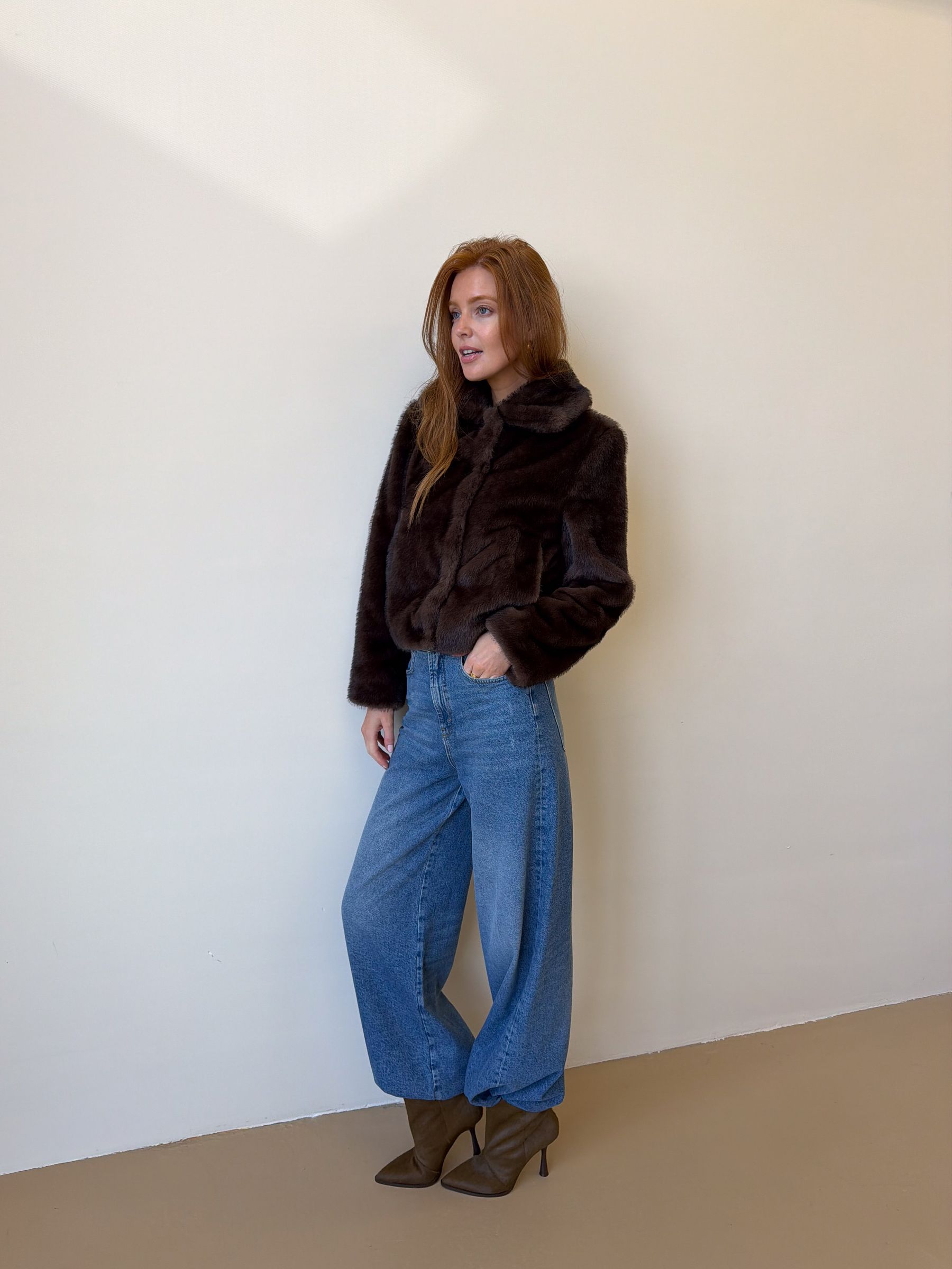 JV-LOVISA regular faux fur jas - soft brown
