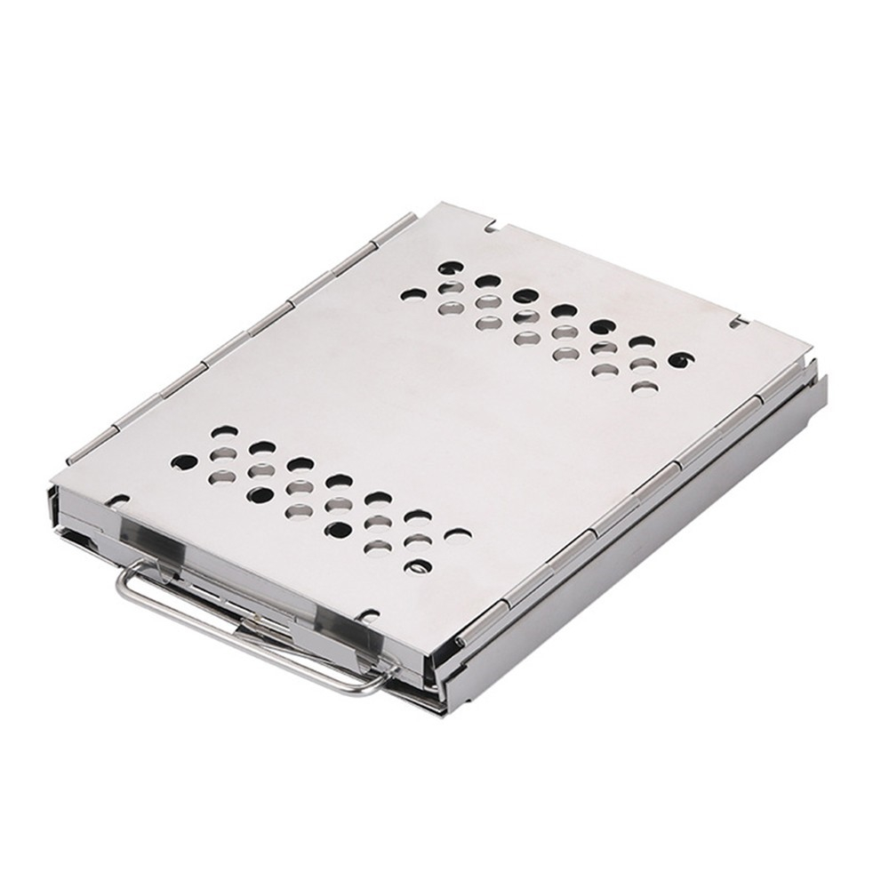 Faltbarer Edelstahl Grill Portabler Outdoor BBQ Kohlegrill inkl. Tragetasche - Silber