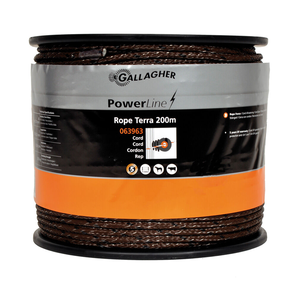 Gallagher PowerLine Cord - Schrikkoord - 17 cm - 200 Meter - Terra - 20 cm - 20000 cm