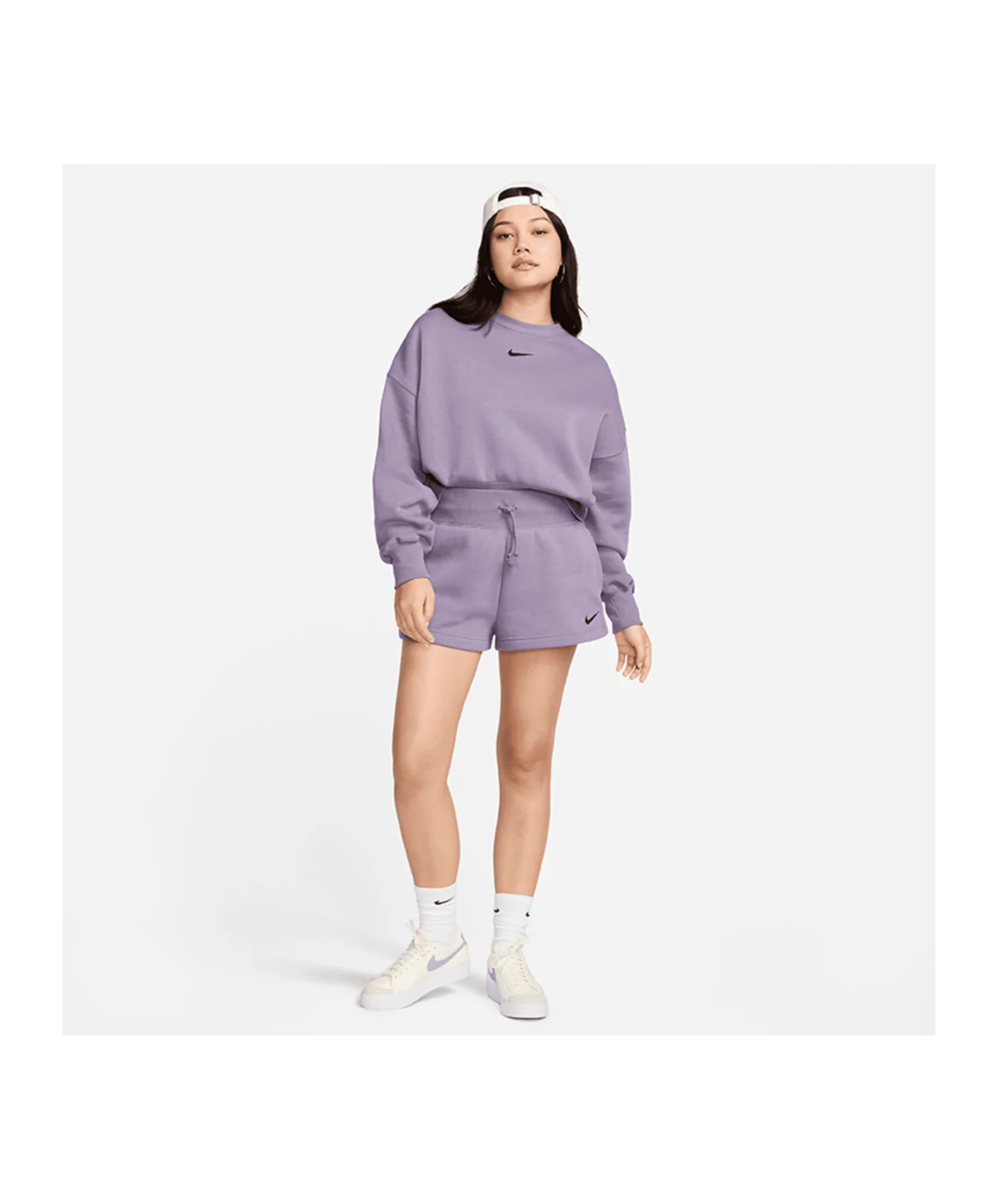 Nike Phoenix Fleece High Waist Loose Short Damen Lila F509