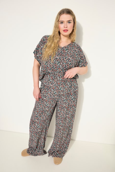 Blusenshirt, oversized, Flower Print, V-Ausschnitt