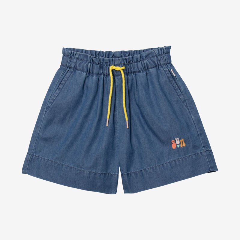 Short jean bébé fille élastiqué bleu Catimini Bleu
