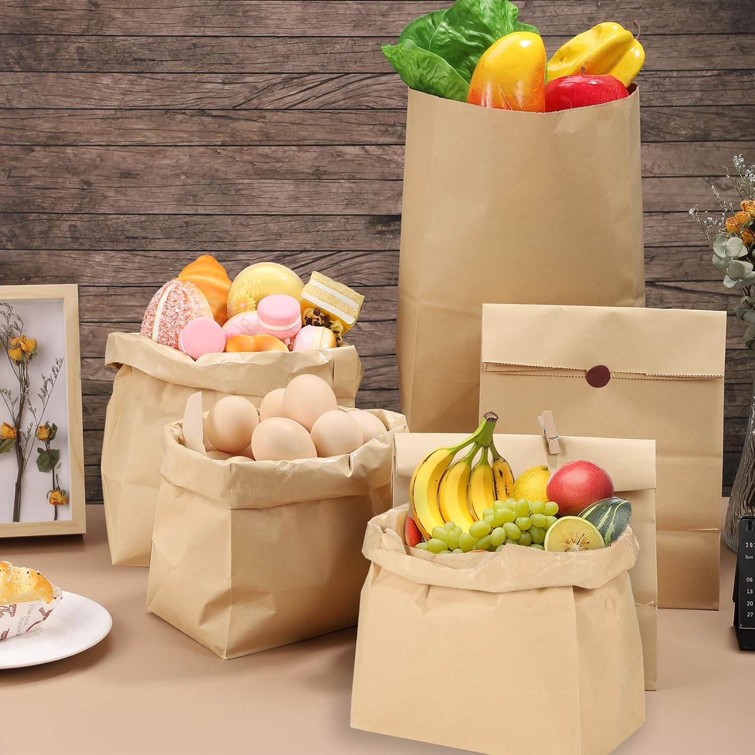 (50er Set) 21x12cm Kraftpapier Tüten Brottüten DIY Geschenktasche Food Bags Papiertüten - Braun