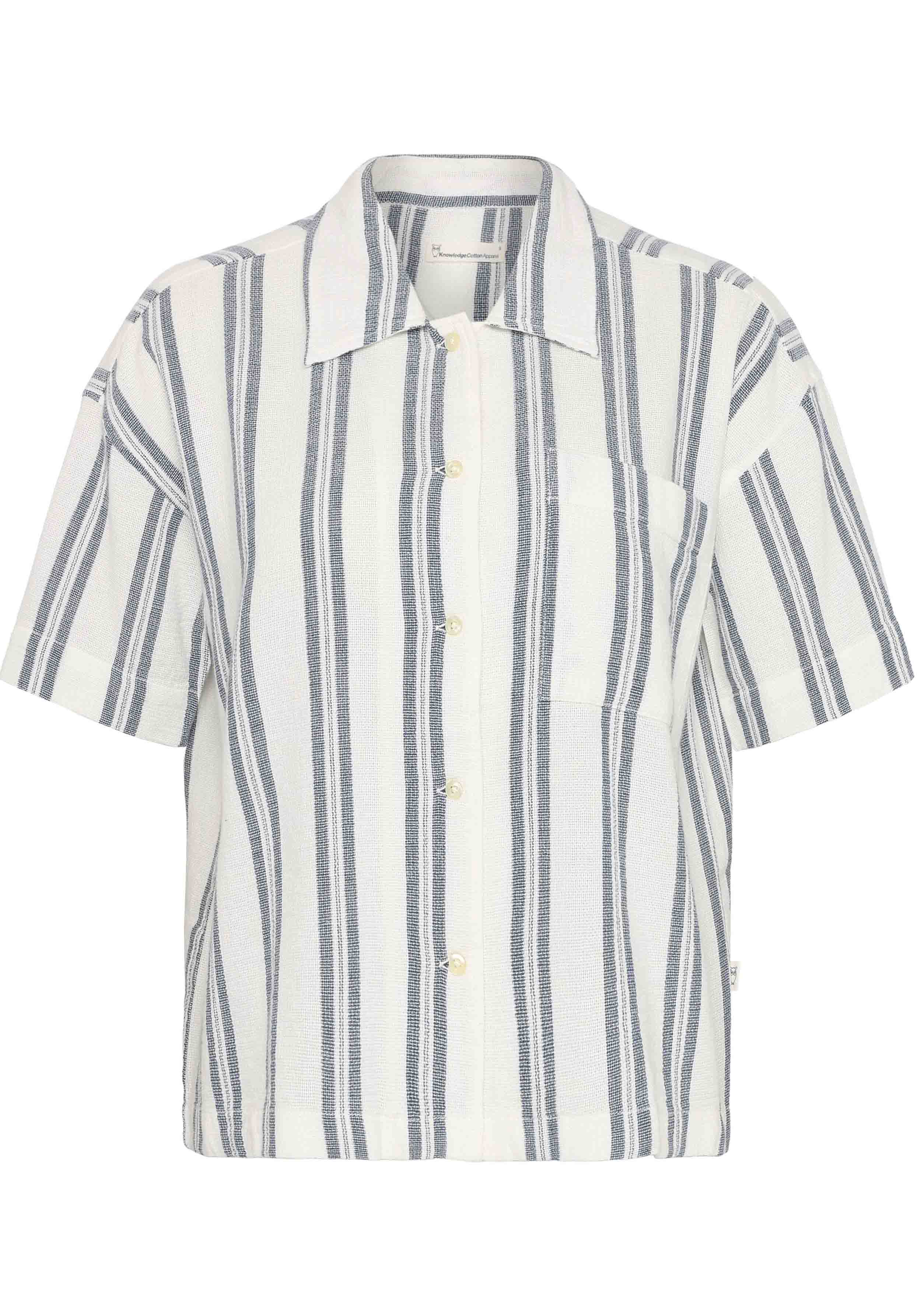 Knowledge Cotton Apparel Hemdbluse Striped SS Shirt Blue Stripe