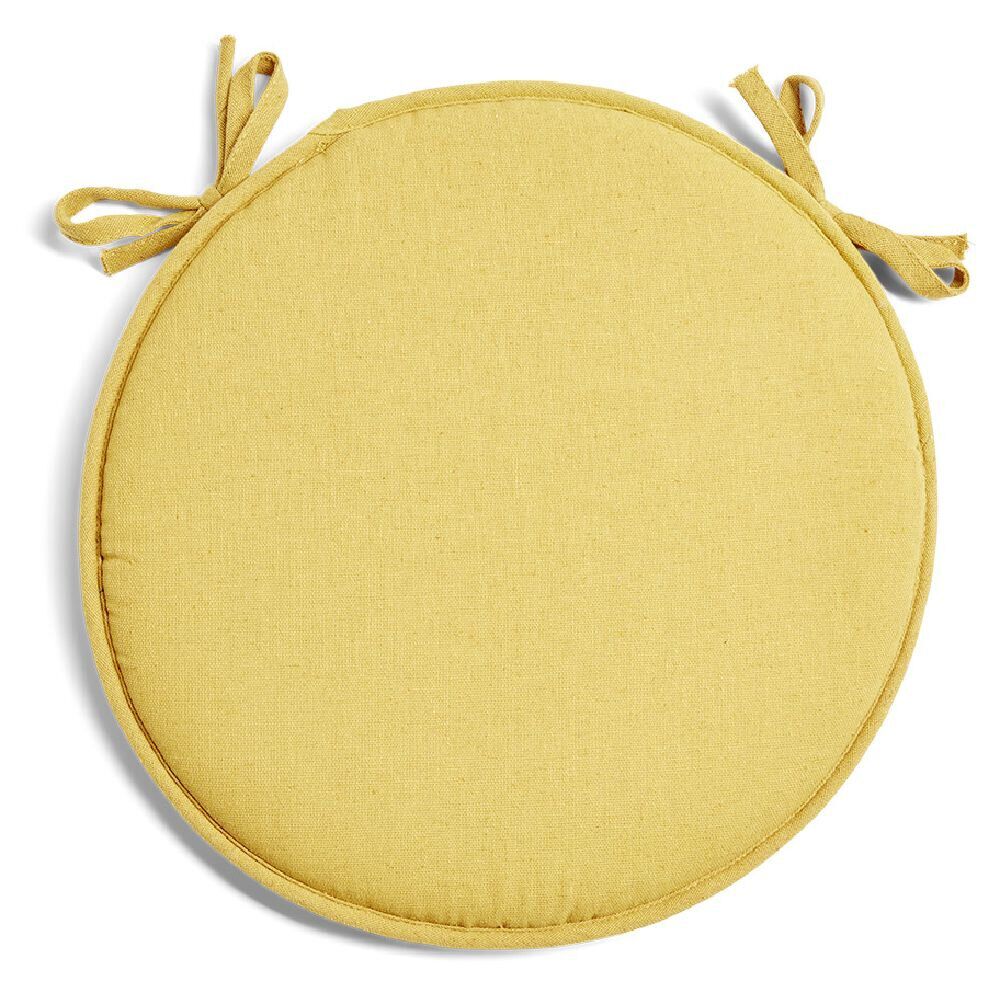 Galette de chaise ronde Ø38cm à nouettes polycoton jaune