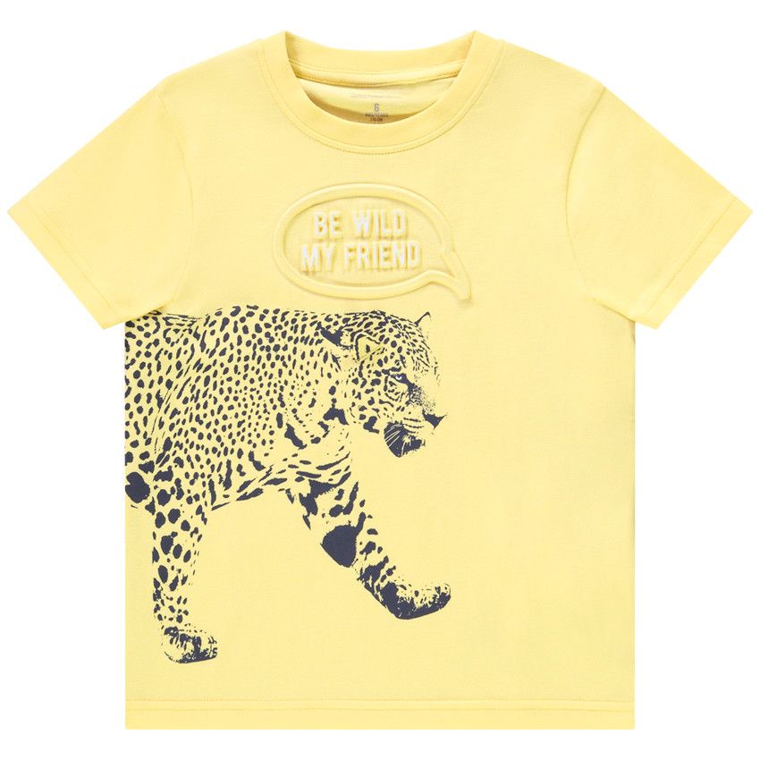 T-shirt manches courtes en jersey avec print en relief pour garçon - Jaune