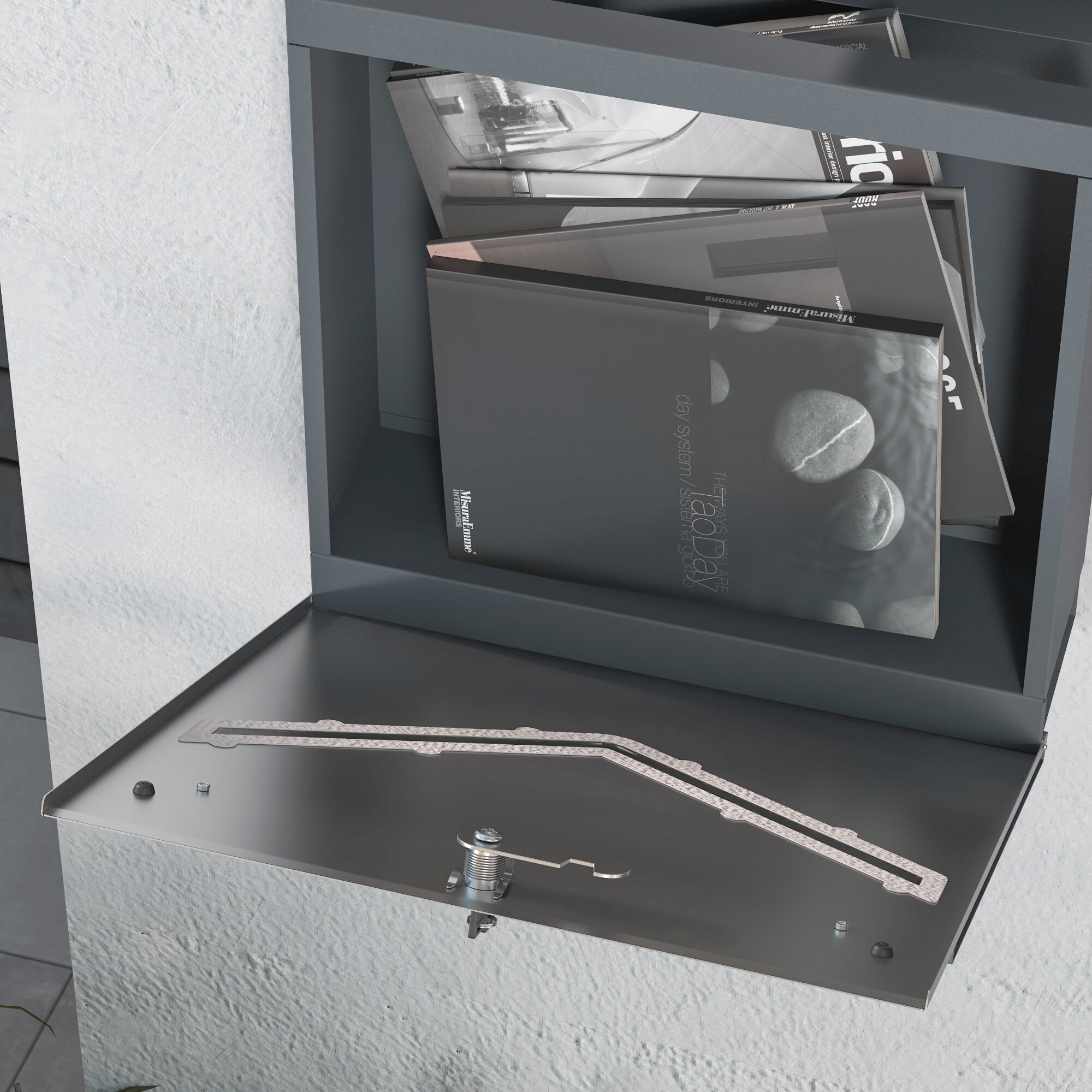 HOMCOM Briefkasten mit Sichtfenster und Wandbefestigung grau 37L x 10,5B x 37H cm