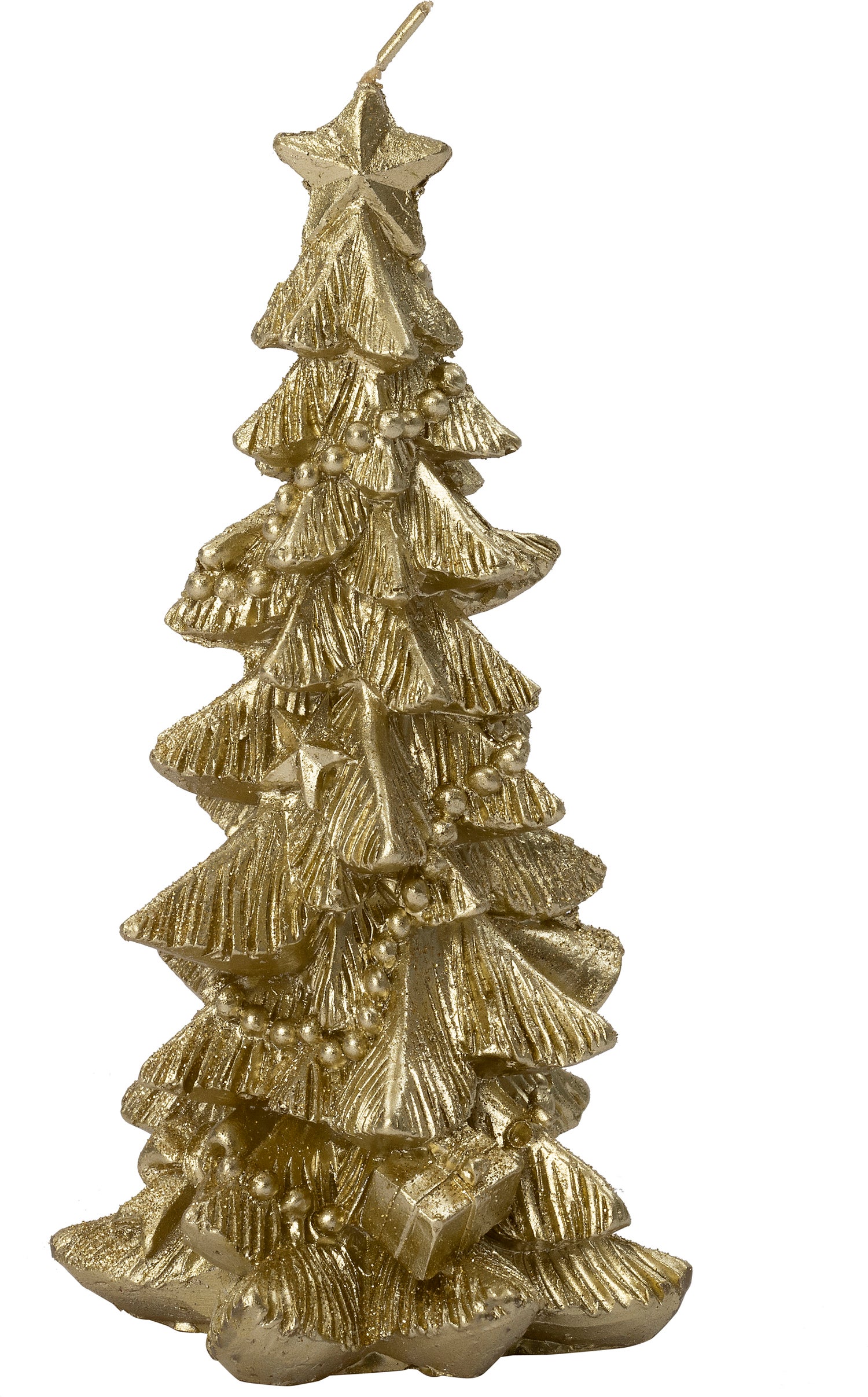 Intratuin stompkaars Kerstboom goud 4 uur D 8,5 H 15 cm