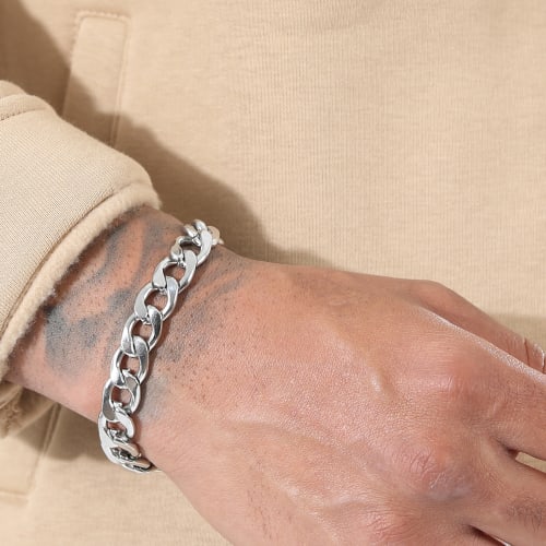 Bracelet Maille Gourmette 12mm Argenté