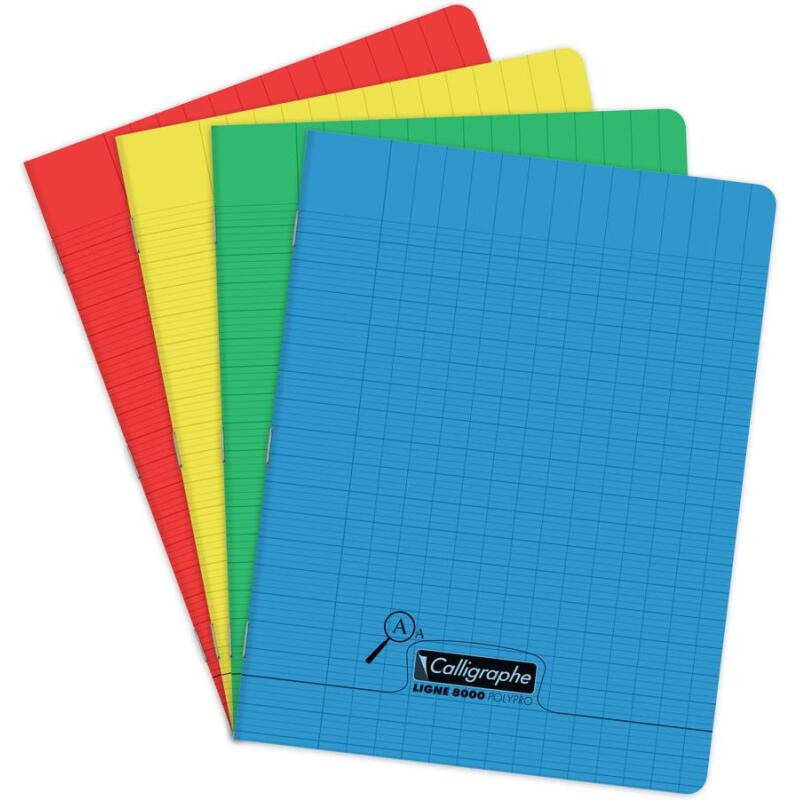Cahier piqué 8000 POLYPRO Déficients visuels 17x22 cm 48 pages grands carreaux 2,5mm agrandi 10/10 90 g - Assortis