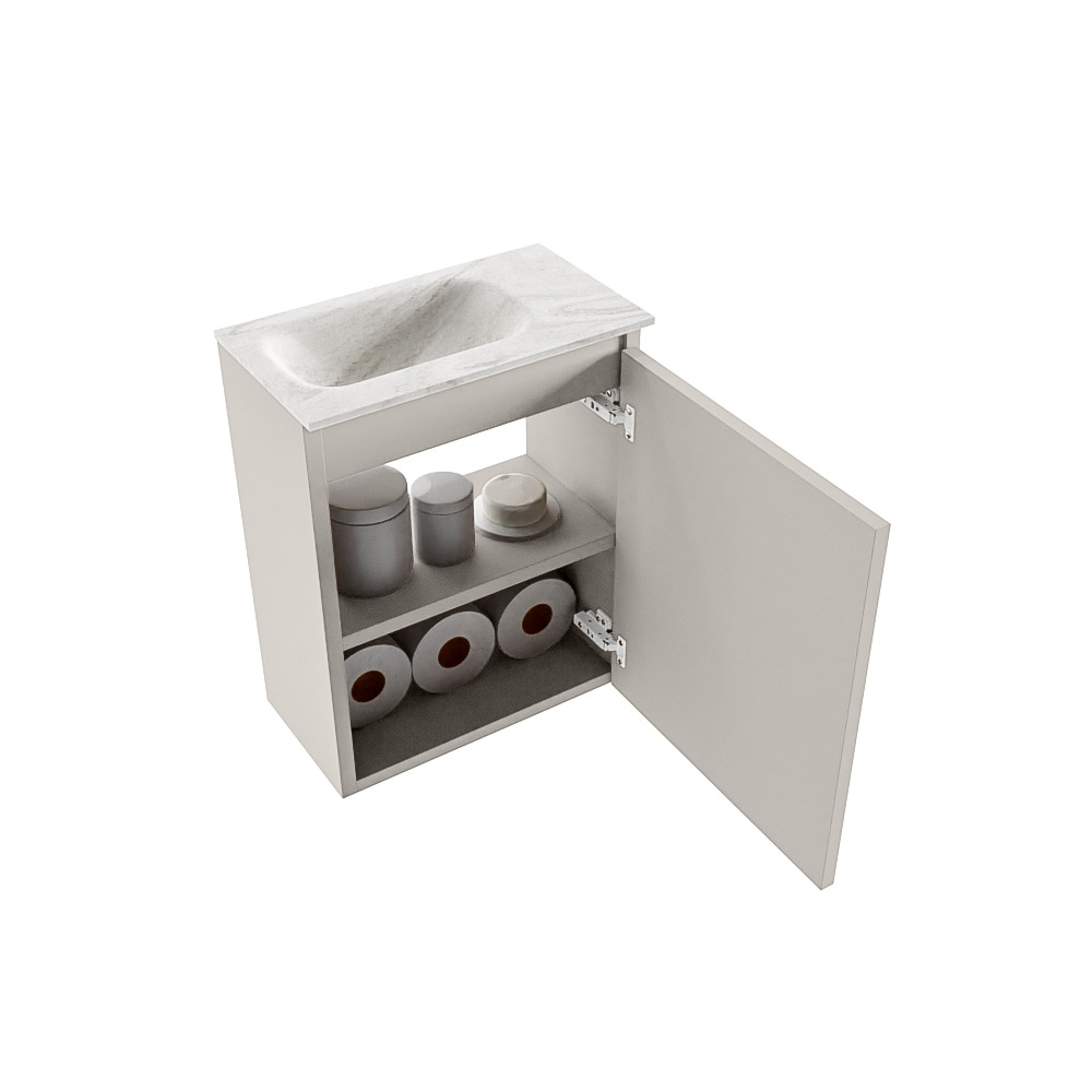Mondiaz Ture DLux toiletmeubel 40cm linen met wastafel ostra links zonder kraangat