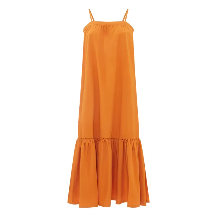 SMALLABLE BASICS Robe Midi à Fines Bretelles Femme en Popeline Organique | Sienne