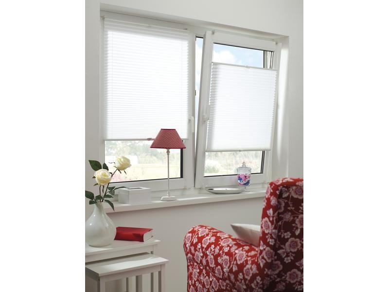 Gardinia Plissée Easyfix, blickdicht 40 x 130 cm, Weiss Plissée mit zwei Bedienschienen