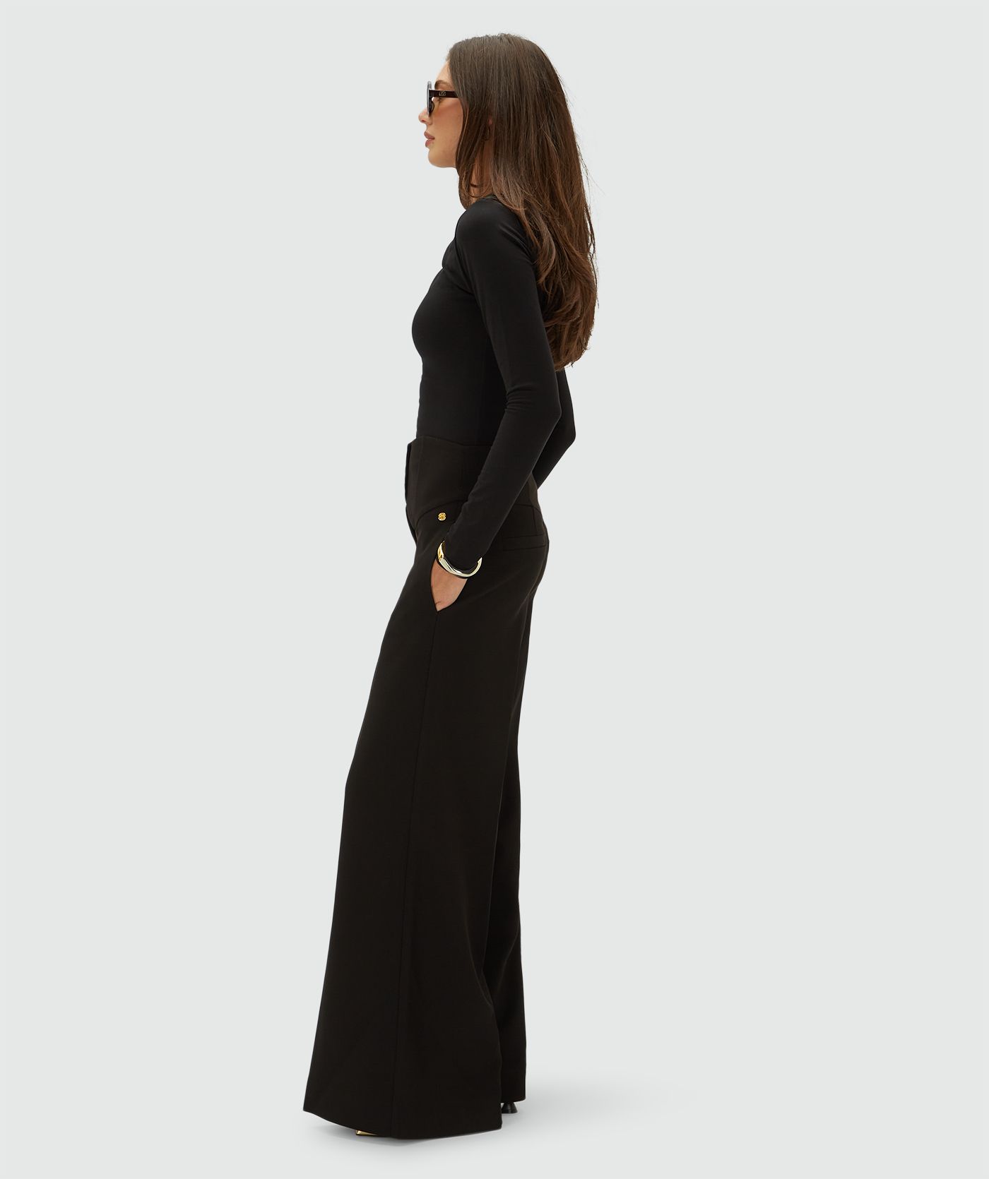 JV-PETRA high rise wide leg pantalon - black