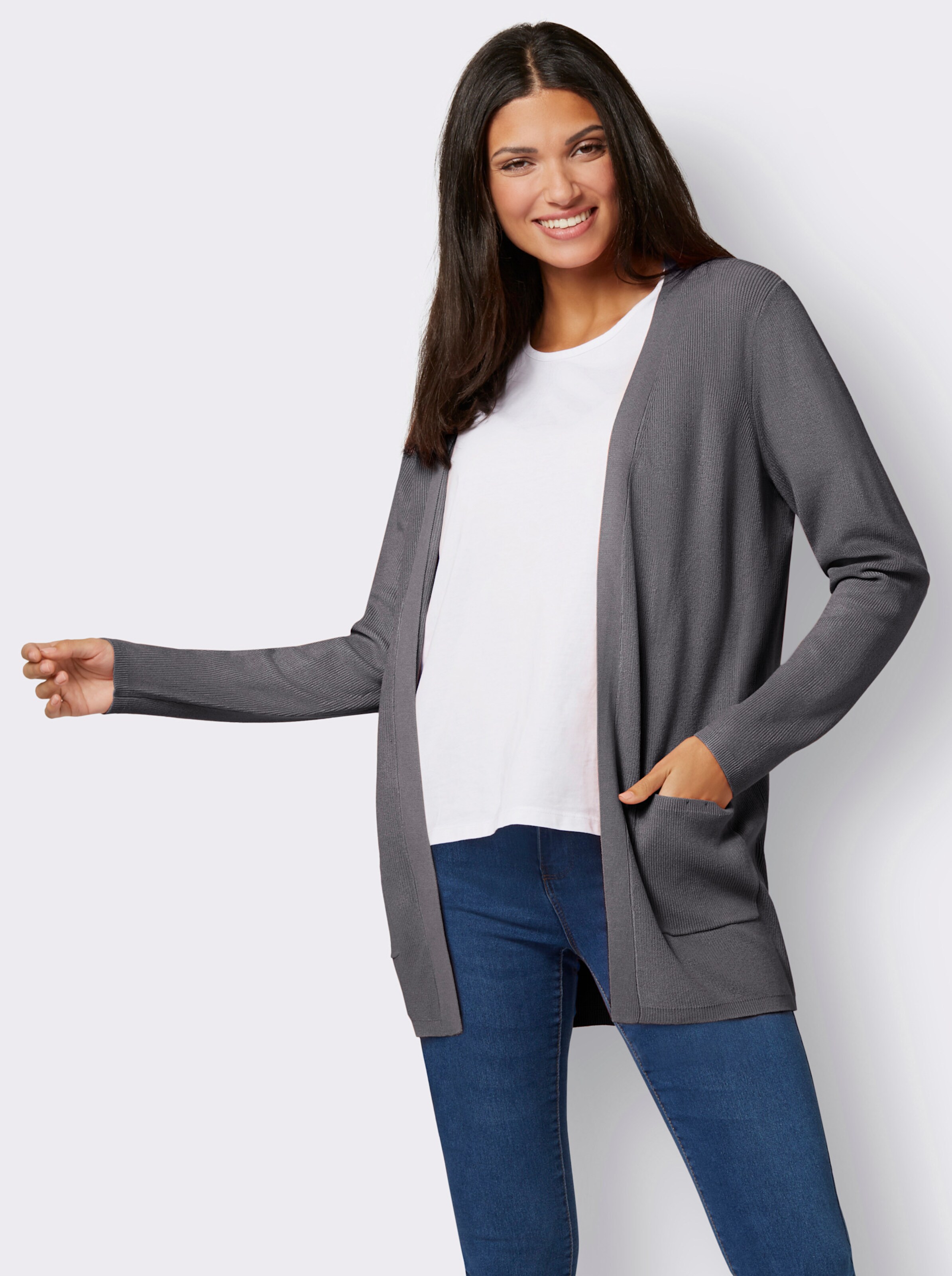 Longstrickjacke in weicher Qualität