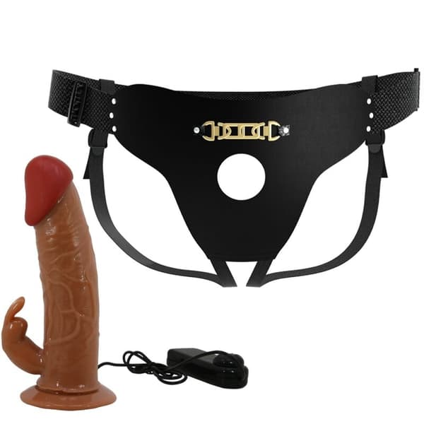 Pretty Love - Marion Harness Universal Briefs Med Vibrasjon Dildo 19 Cm Brun