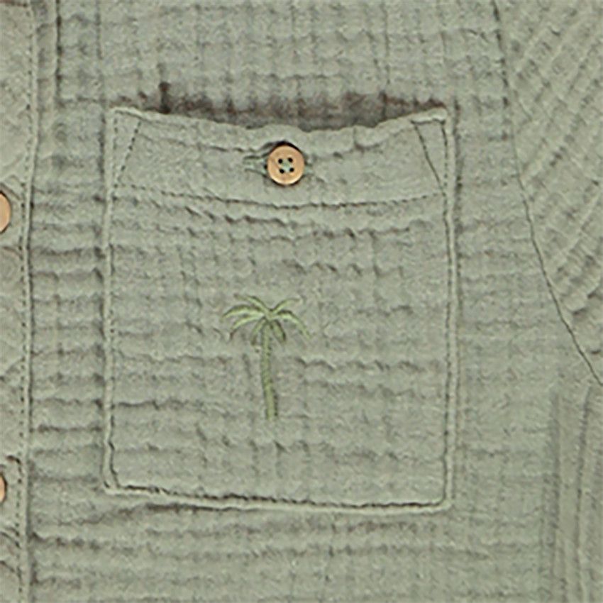 Chemise manches courtes en gaze de coton pour garçon - Vert
