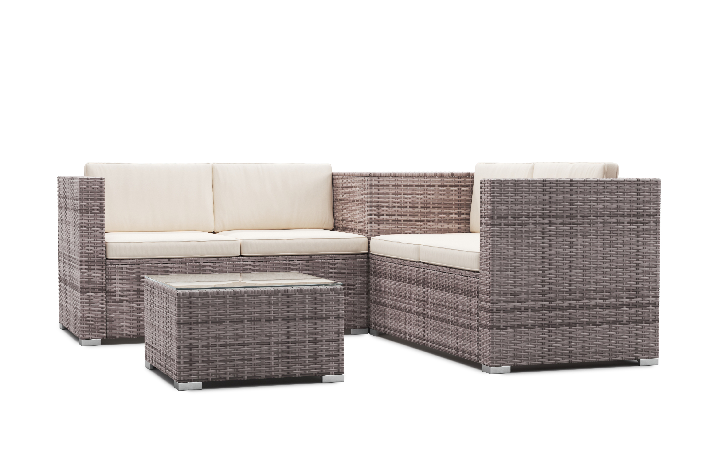 Rattanlounge SAN MARINO graubraun/beige
