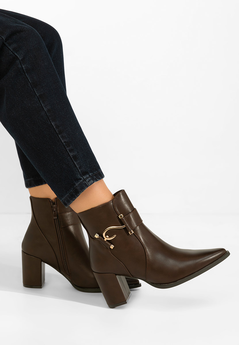Bottines à gros talon brunes Savira