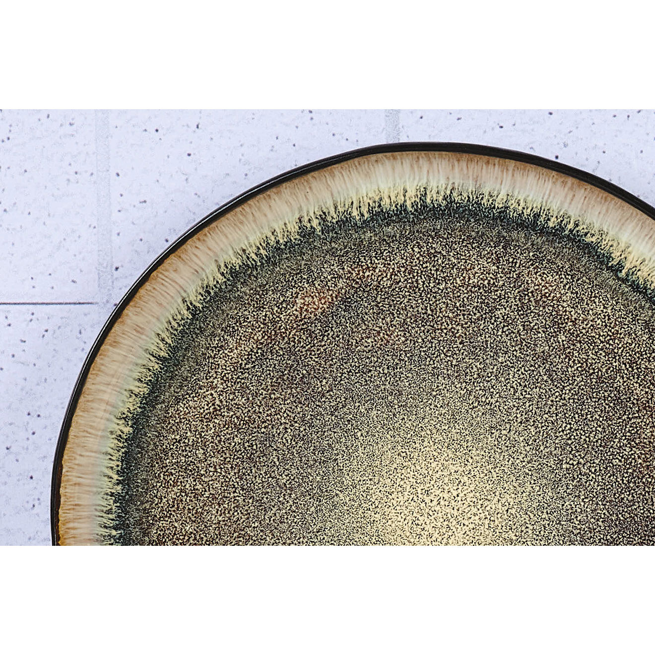 Bjorn 6 Assiettes plates en Grès Iris beige/marron - D.26 cm