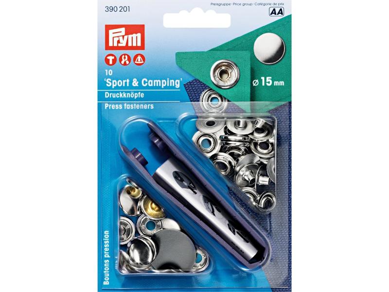 Prym Druckknöpfe Camping 15 mm, 10 Stück Druckknöpfe for Outdoor Aktivitäten