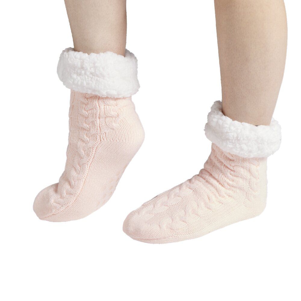 Chaussettes d'intérieur doublées peluche noir TU