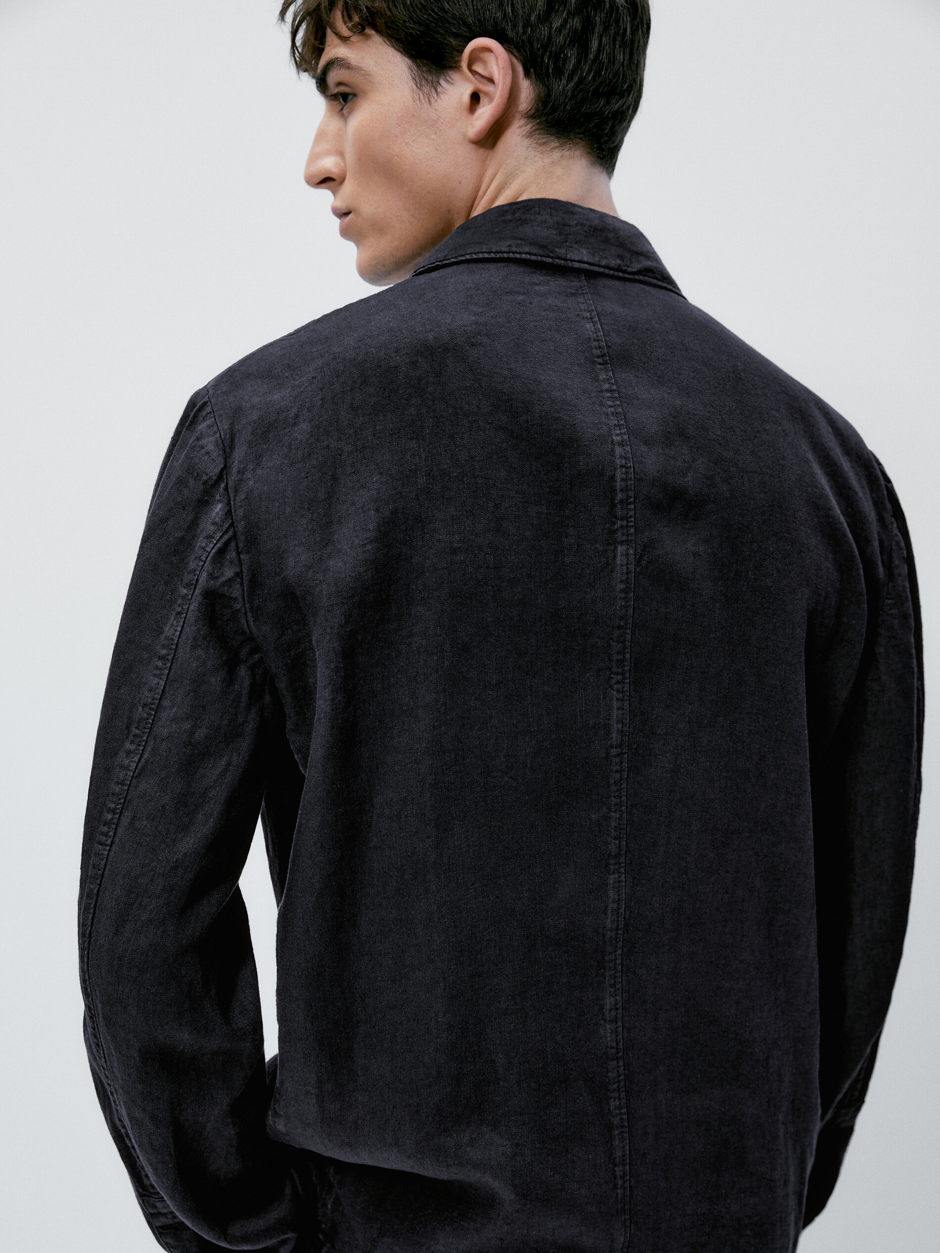 Conjunto de sobrecamisa de linho - AZUL MARINHO