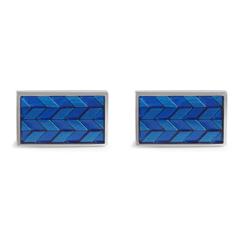 Boutons de manchette, Herringbone Bleu