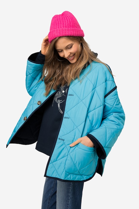 Wende-Steppjacke, 2 Farben, Rundhals, Langarm