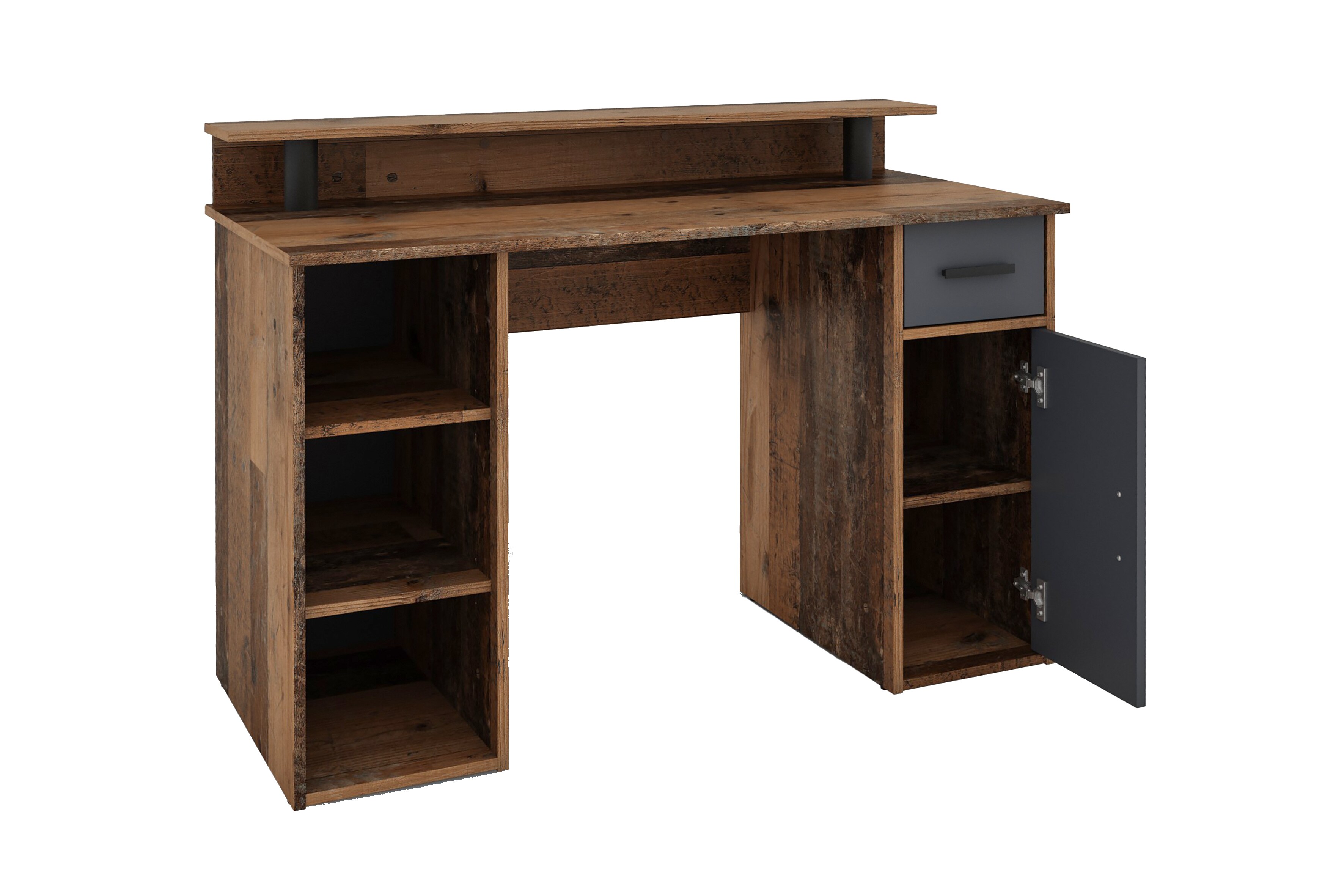 byLIVING Schreibtisch DIEGO, Breite 120 cm, Old Wood (Altholz-Optik)/anthrazit