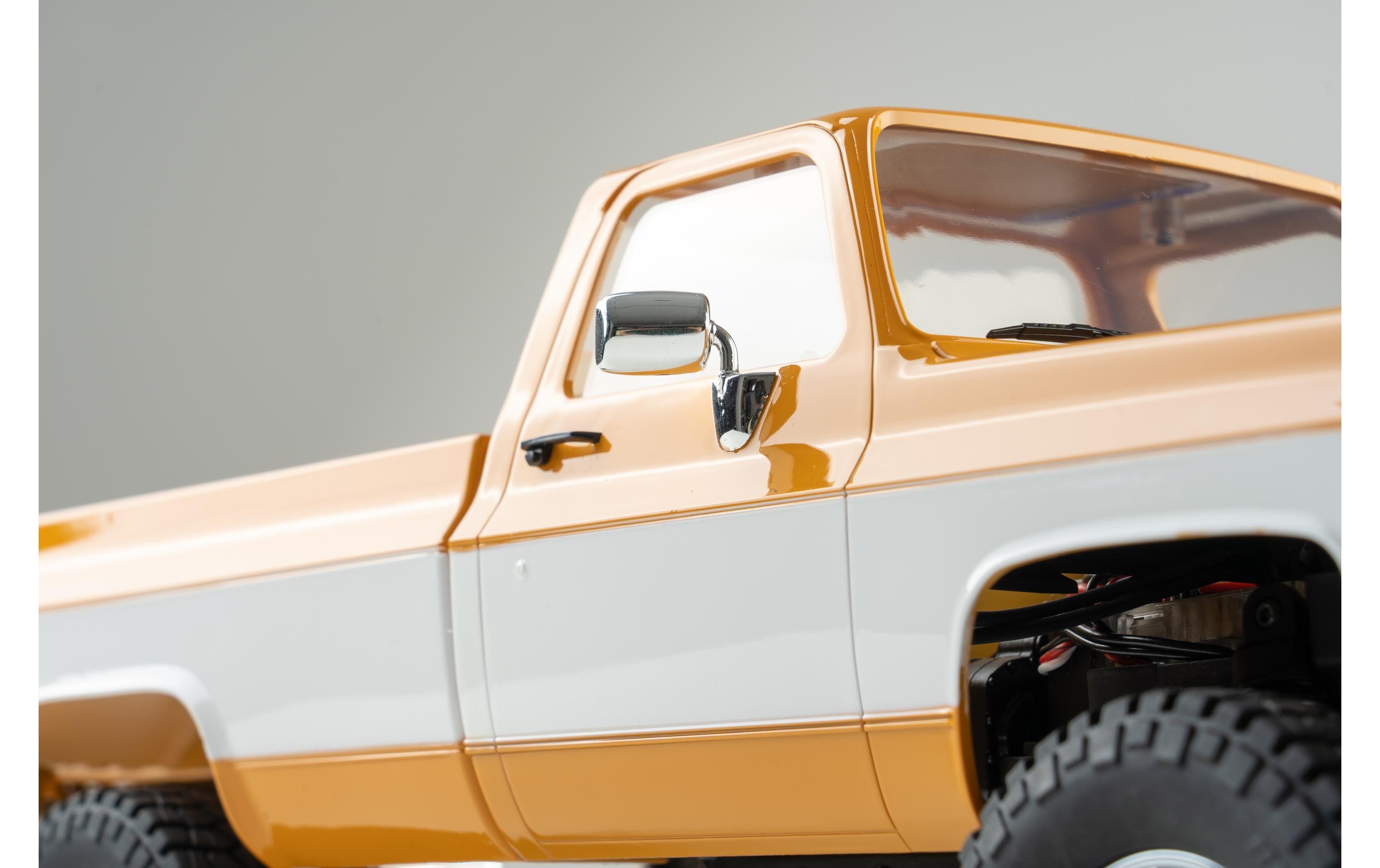 Scale Crawler FCX18 Chevrolet K10 Gelb, RTR, 1:18<br>Mini Rock Crawler mit detaillierter Chevy K10 Pick-Up Karosserie und 2-Gang Getriebe
