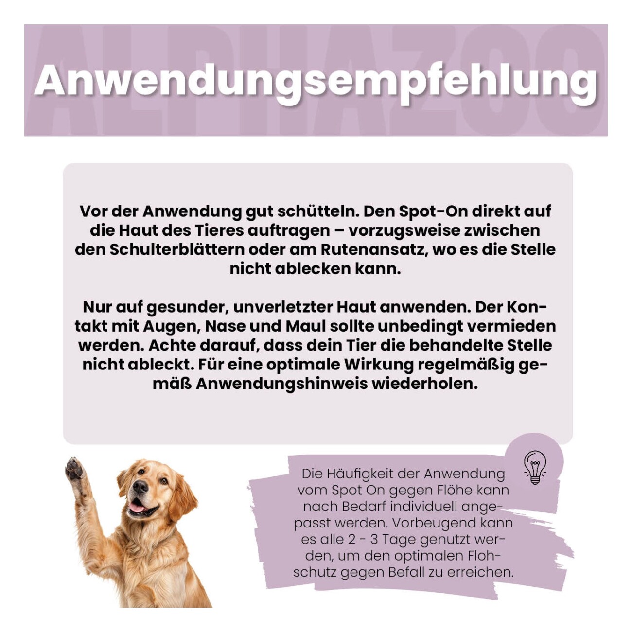 ALPHAZOO ByeByeVloh Flohmittel für Hunde I Starkes Anti Floh Spot-on