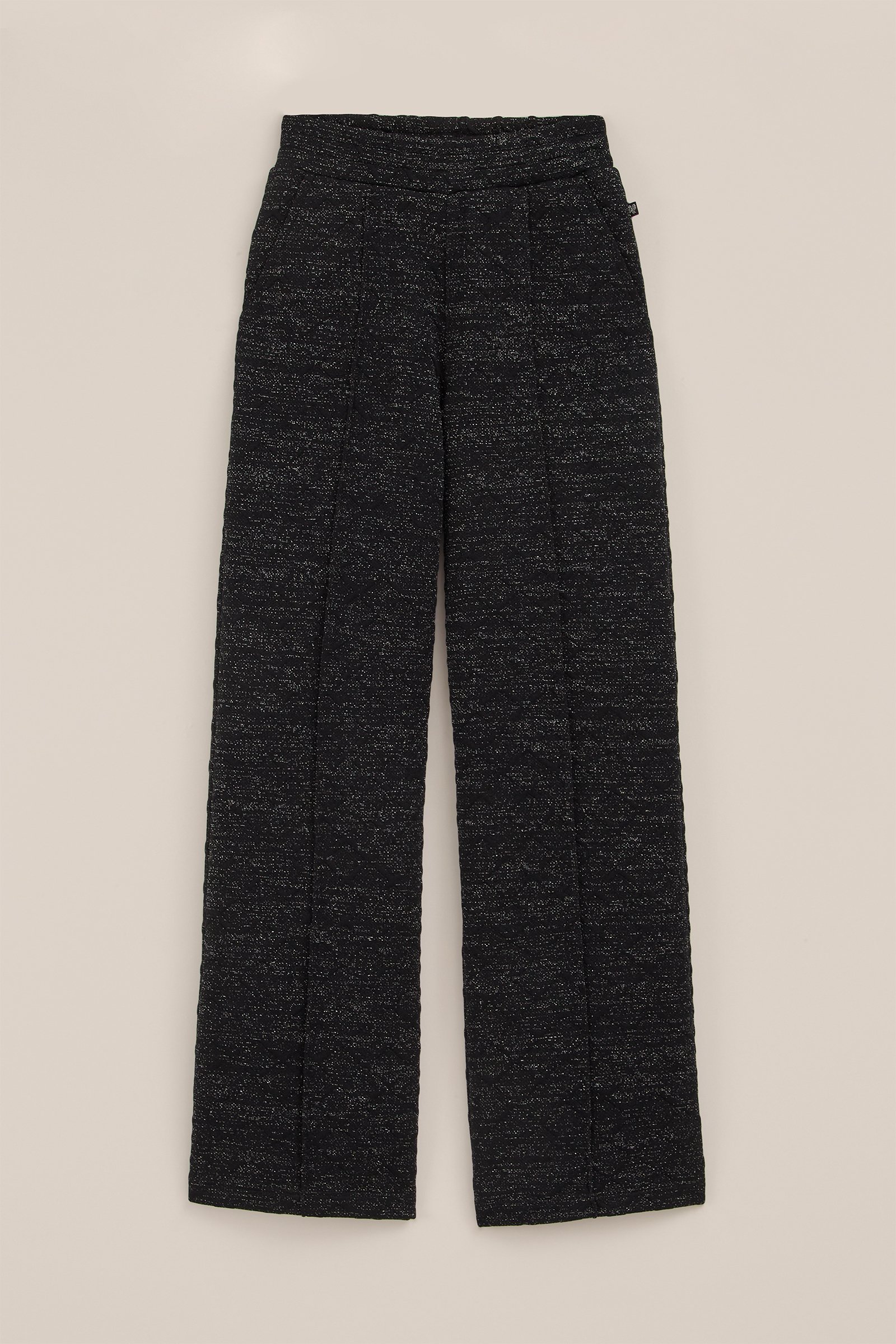 Meisjes straight leg broek met glittergaren WE Fashion Zwart