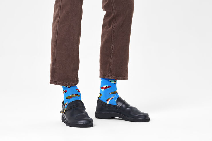Happy Socks Car Sock Blue
