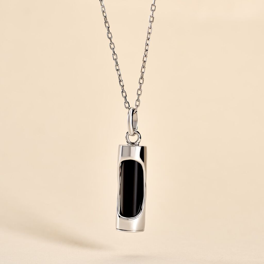 Pendentif Tiki Argent Blanc Onyx
